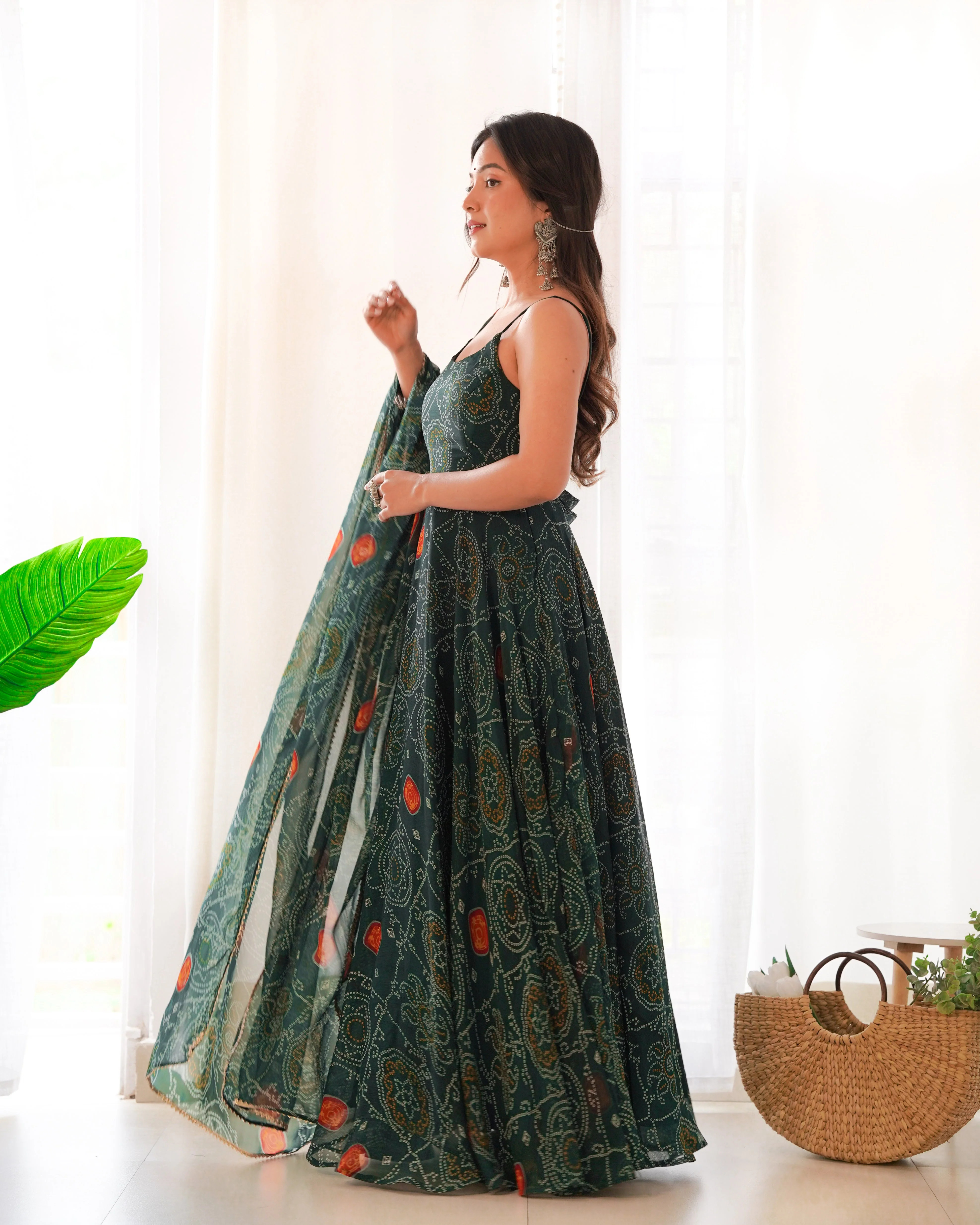 Chic Chiffon Charm Bandhej Print Anarkali Gown - Image 14
