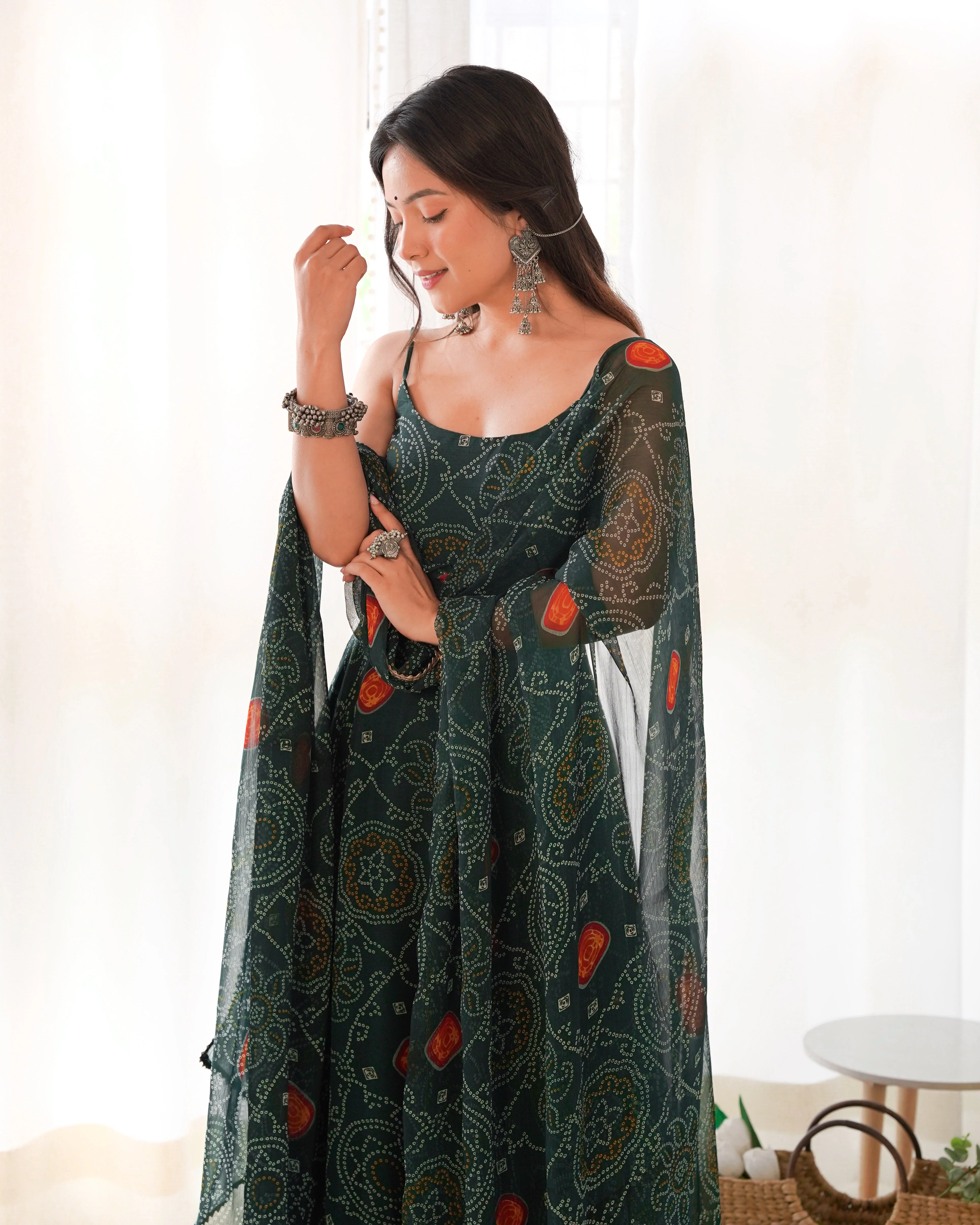 Chic Chiffon Charm Bandhej Print Anarkali Gown - Image 15
