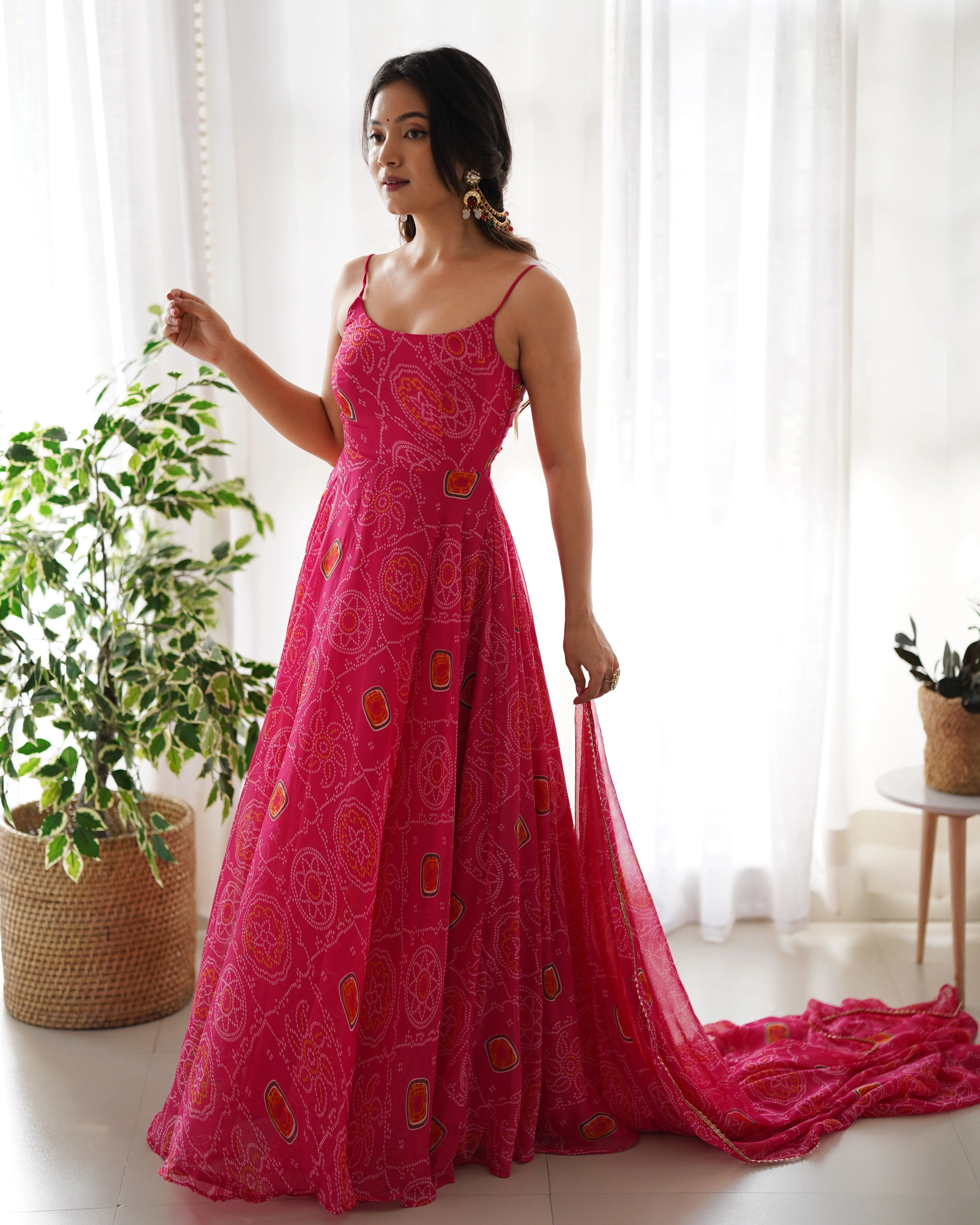 Chic Chiffon Charm Bandhej Print Anarkali Gown - Image 3