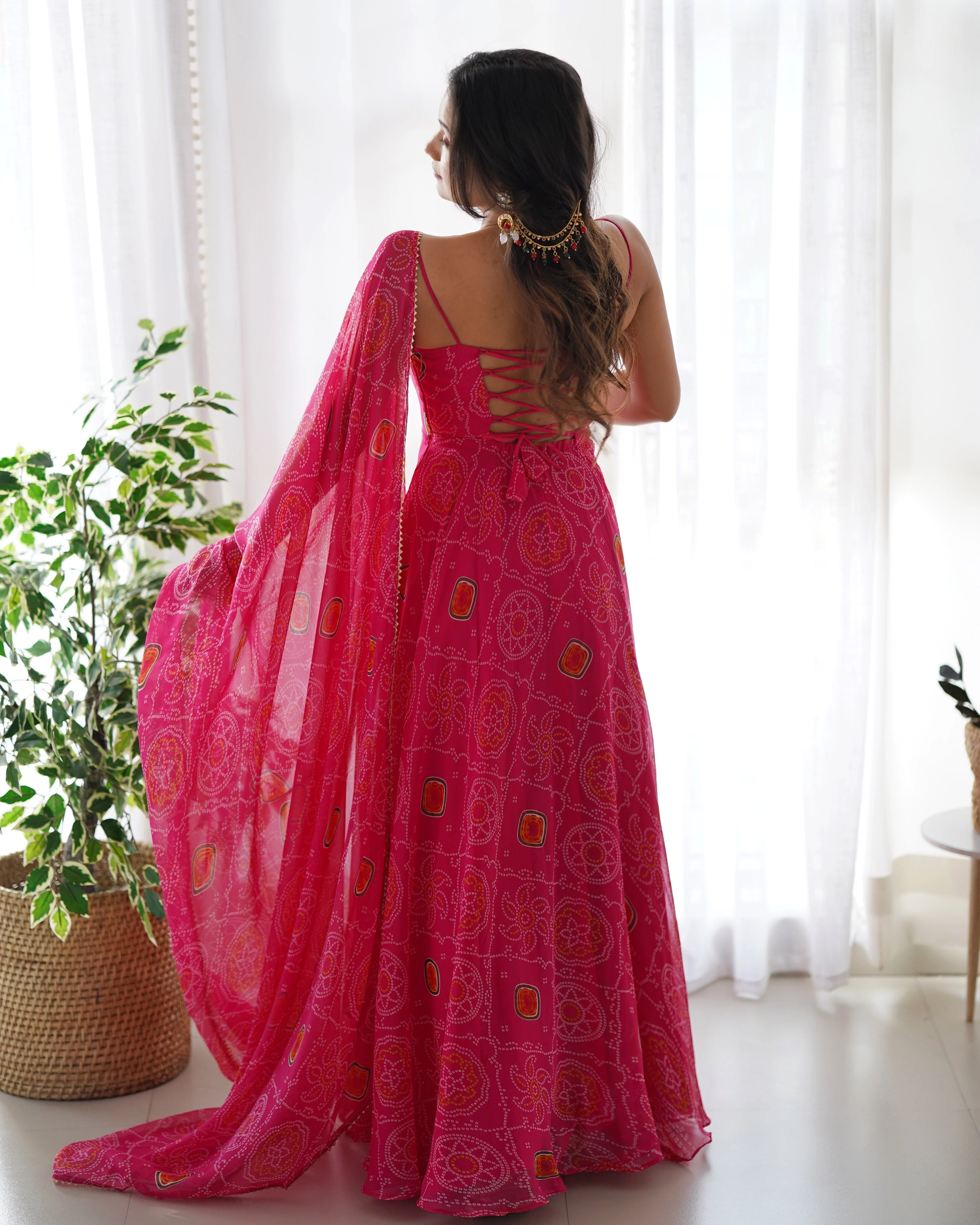 Chic Chiffon Charm Bandhej Print Anarkali Gown - Image 7