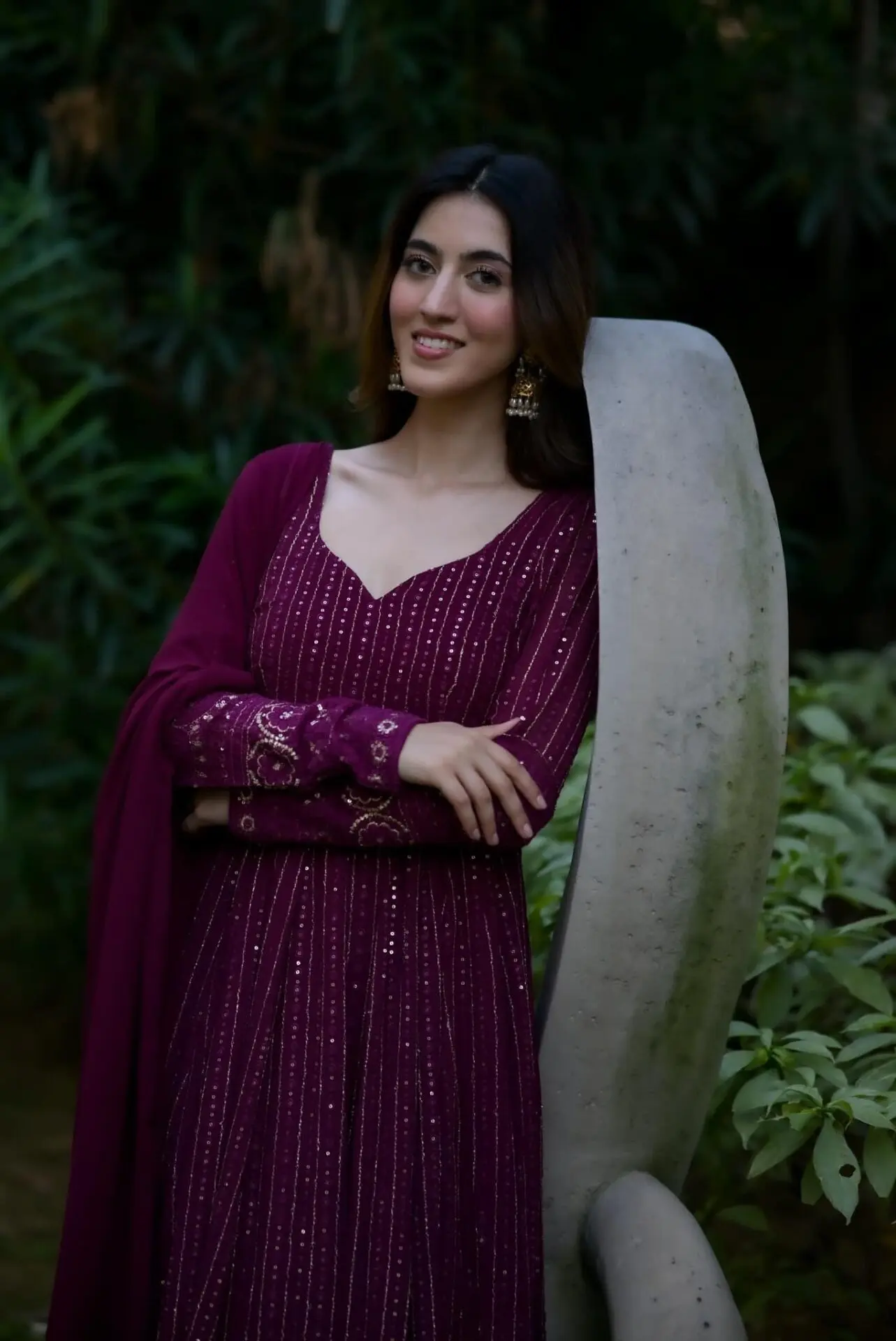 Nayra Purple Embroidered Suit Set - Image 4