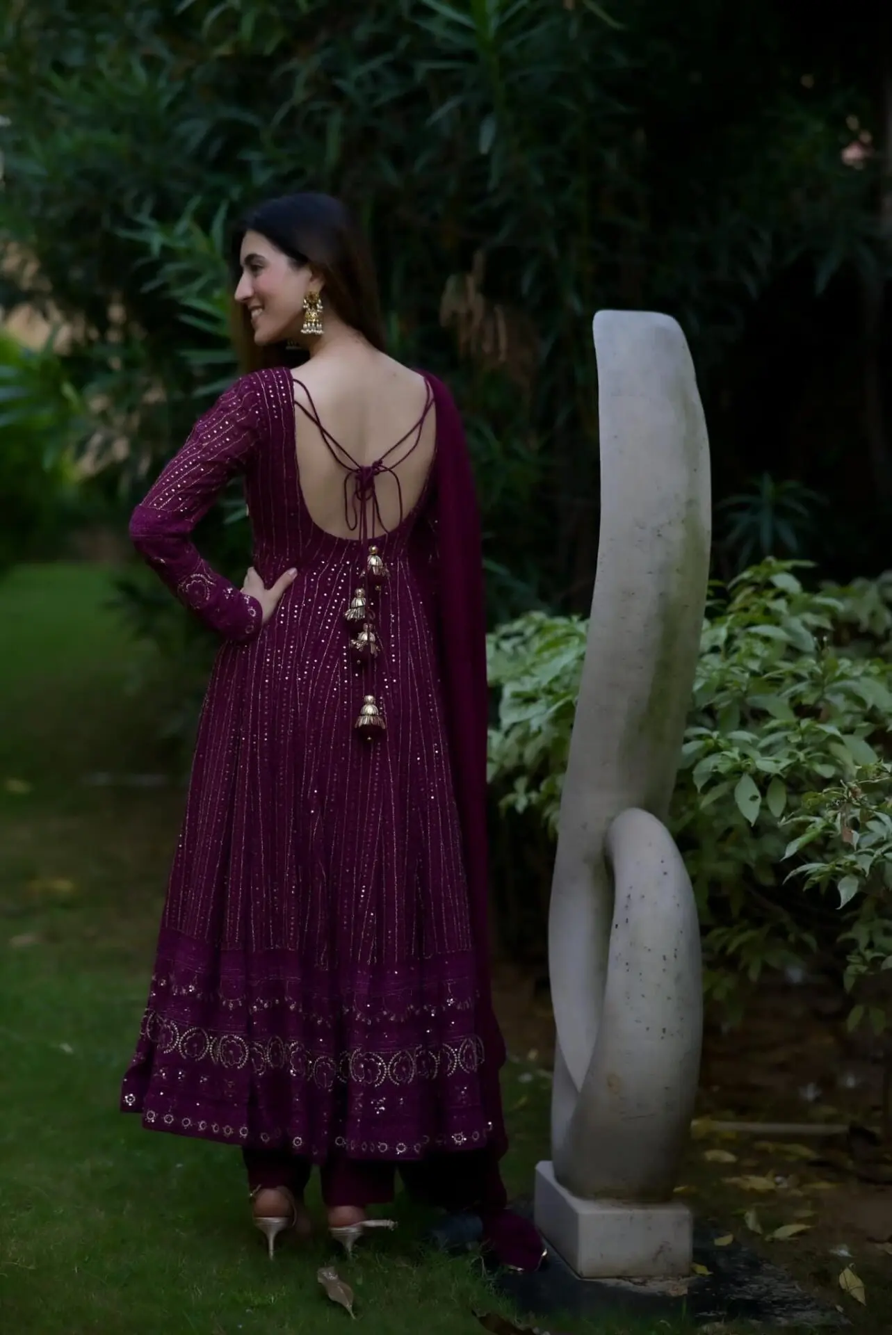 Nayra Purple Embroidered Suit Set - Image 5