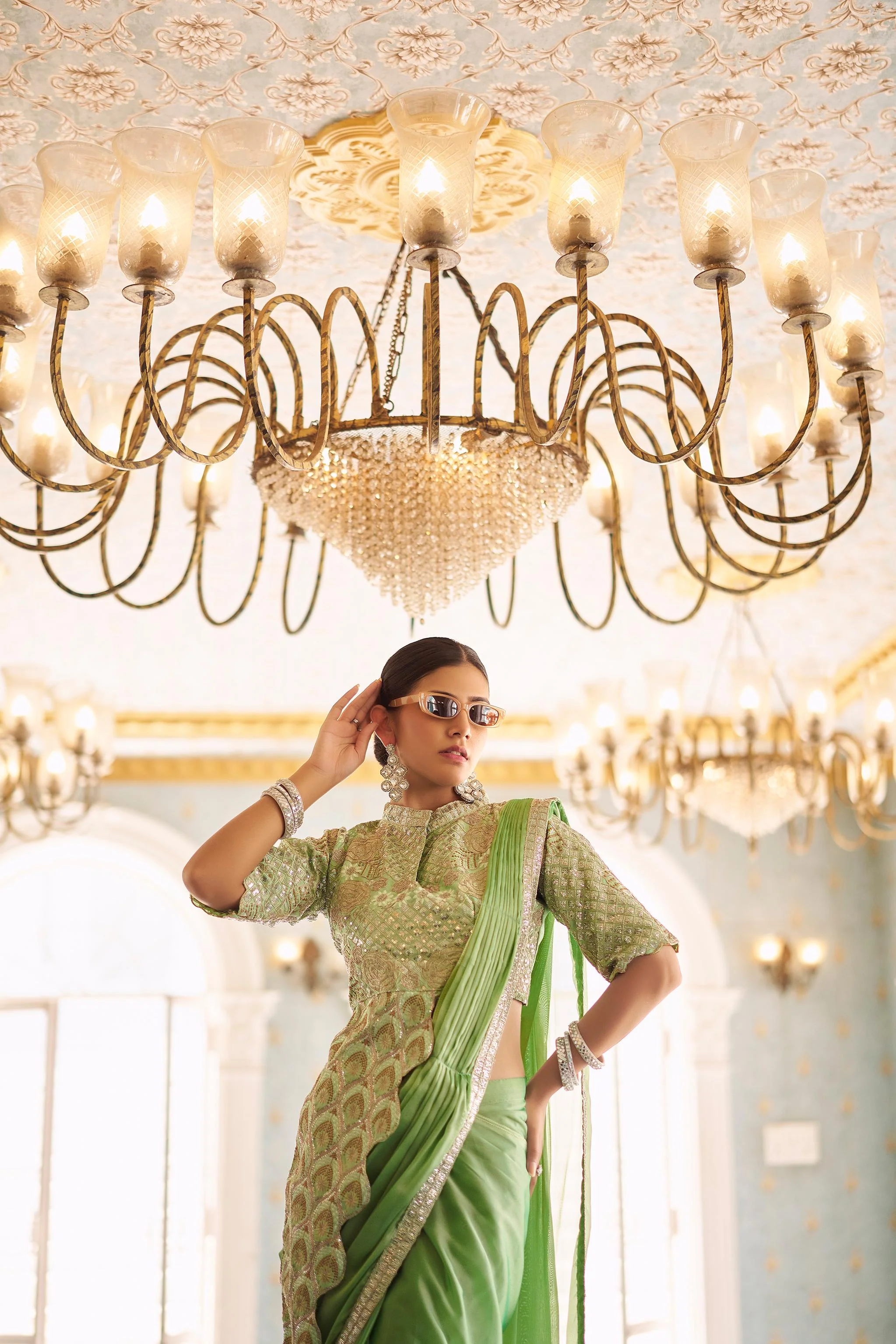 Sitara Trending Ready To Wear Stylist Blouse Drape Saree - Image 10