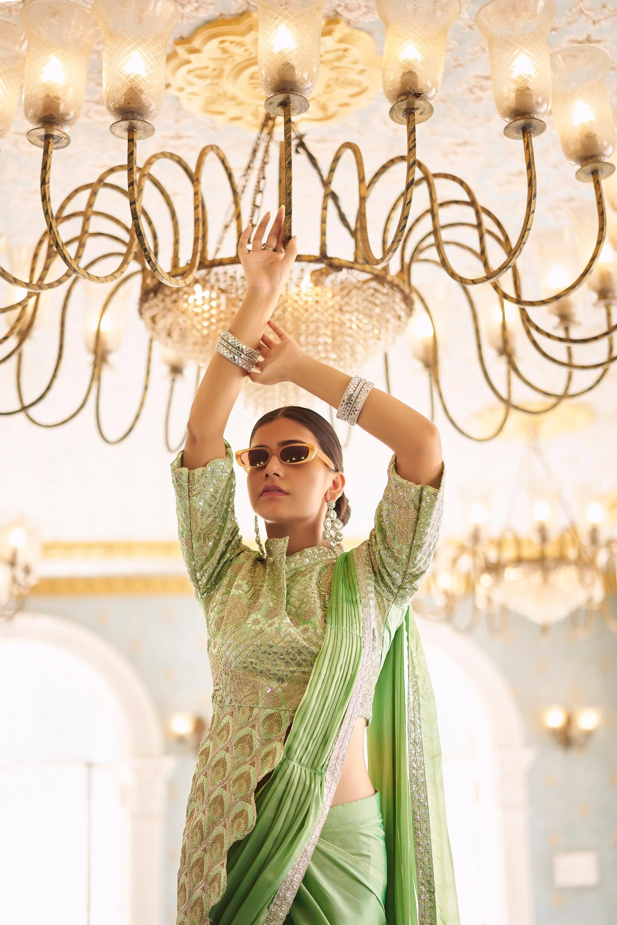 Sitara Trending Ready To Wear Stylist Blouse Drape Saree - Image 6